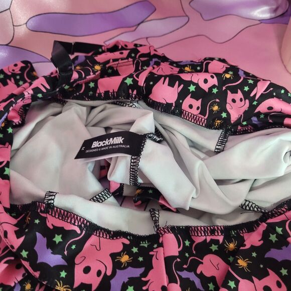 Blackmilk Dress Medium Purr Evil Black Pink Halloween Bats Cats Skater Cosplay - Picture 5 of 9